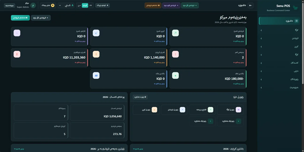 Senu POS — داشبۆرد